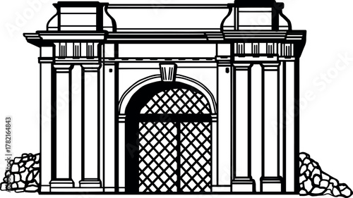 Kherson fortress. Hand drawn vector illustration.