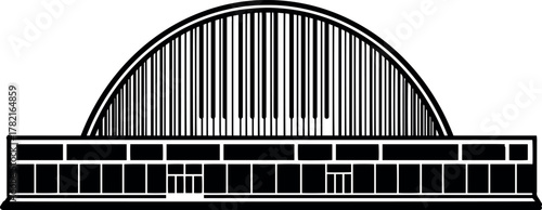 Kherson. Jubilee Cinema and Concert Hall. Hand drawn vector illustration.