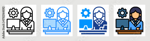 Administrative Assistant Icon Collection Set Multiple Style