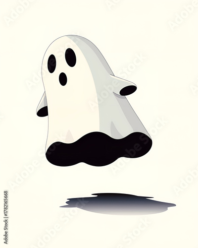 Cartoon ghost outlined in thick vector lines