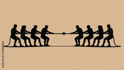Dynamic tug of war showing teamwork and business competition, perfect for strategy presentations and motivational content about strength and collaboration