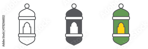 Arabic lantern icon, light and muslim, lamp sign, vector graphics, a linear pattern on a white background editable stroke