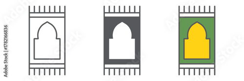 Prayer carpet icon, arabic and rug, prayer pad sign, vector graphics, a linear pattern on a white background editable stroke