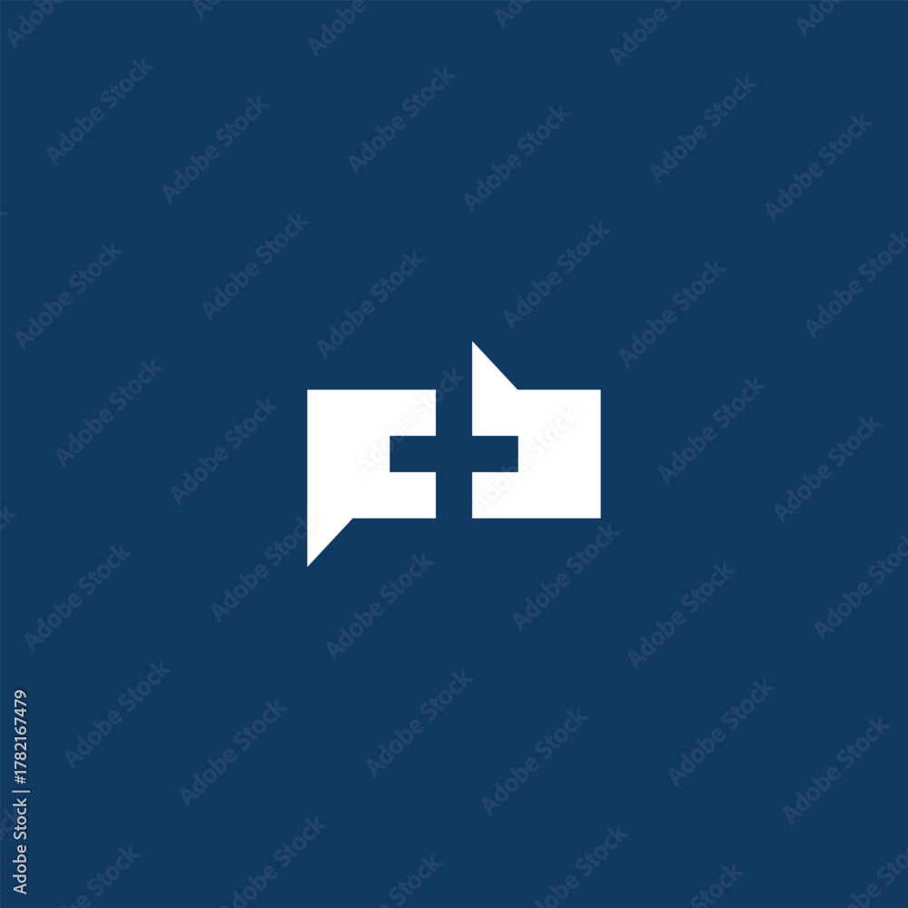 Fototapeta premium Communication Concept with Simplified Shapes, White Over Dark Blue