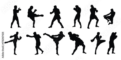 muay thai silhouette vector