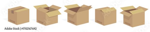 open and closed box carton shipping packaging with fragile