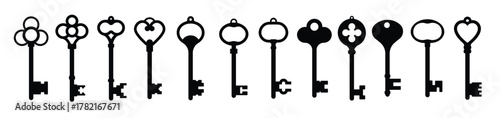 old key black silhouette vector isolated on white background