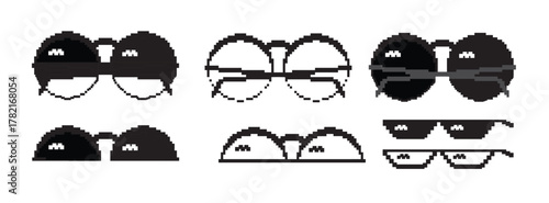 pixelated black sunglasses for gangster and bandit bad guy