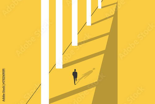 Businessman follow a path for business opportunities. visionary leadership different business routes. Symbol of ambition, motivation and long road ahead