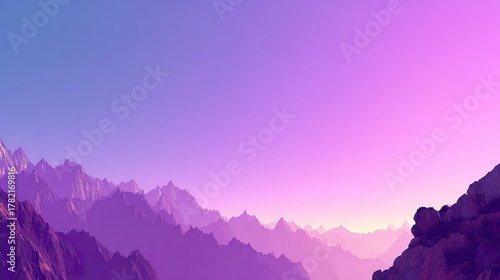 Minimalist blue mountain landscape at dusk, perfect wallpaper background with smooth purple-blue gradients, serene digital screen design, calming abstract scenery for phones and desktops