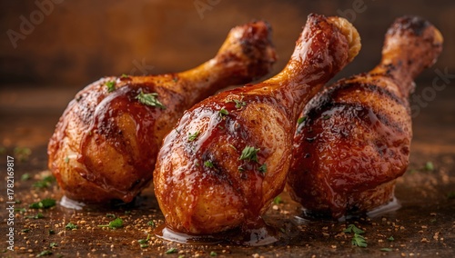 Wallpaper Mural Grilled chicken drumsticks coated in a tangy spicy glaze, protein-rich meal Torontodigital.ca