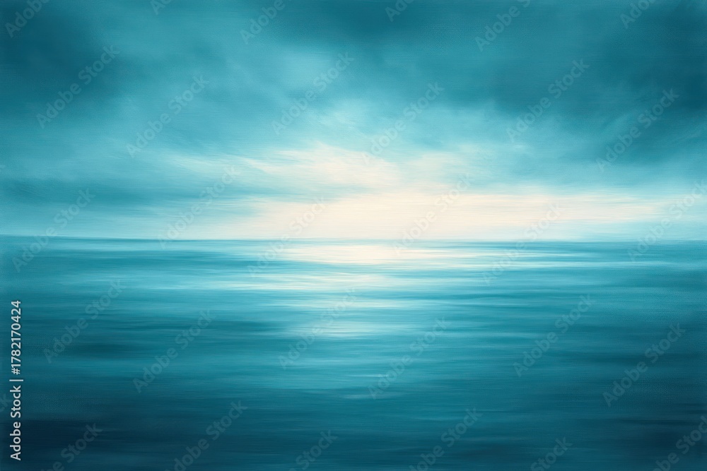 Fototapeta premium Calm and serene seascape with gentle waves under a cloudy blue sky with soft light on the horizon creating a peaceful atmosphere