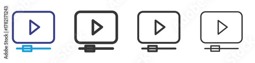 Video Player Icon Set Illustration with Outline Style Variation
