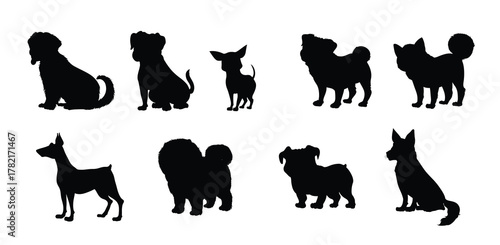 set of black silhouettes of dogs