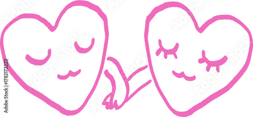 Hand Drawn Hearts holding hands, Whimsical Wedding Illustration