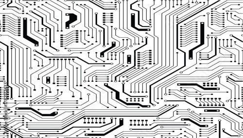 circuit board seamless pattern vector isolated on white