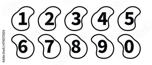 set of numbers icon, set of alphabet numbet 1 2 3 4 5 6 7 8 9 10 icon.