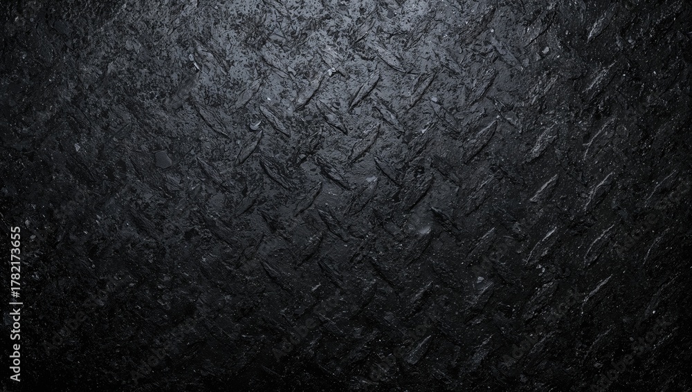 Fototapeta premium Closeup of black diamond plate texture, suitable for industrial design applications