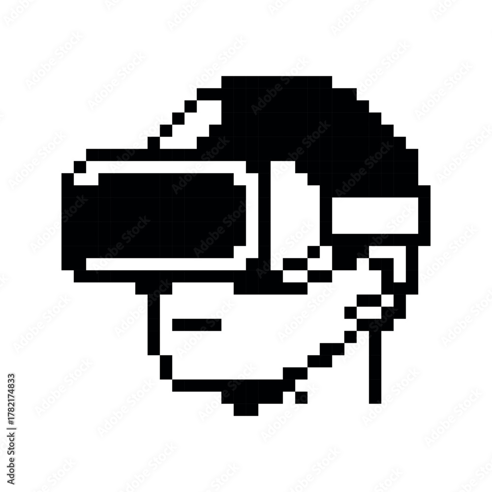 Fototapeta premium Pixelated Figure Wearing a Virtual Reality Headset on White