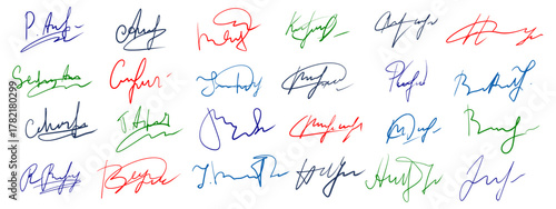 Hand drawn fake signature templates. Forged autograph in various styles