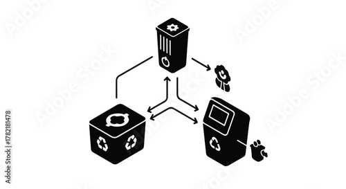 Conceptual diagram illustrating waste management and recycling systems