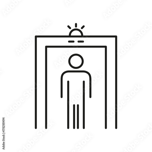 Metal Detector Security Gate Line Icon. Airport Security, Safety Screening, And Access Control Outline Symbol. Public Safety Measures. Editable Stroke. Isolated Vector Illustration