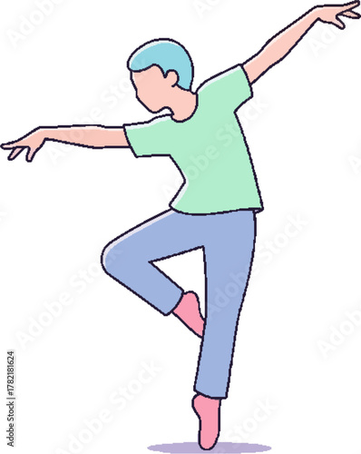 Elegant ballet dancer in a graceful pose, illustration of a person doing a dance