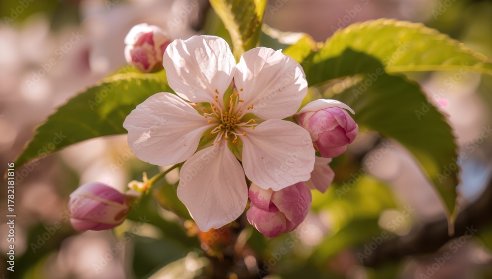 Obraz premium Close-up view of tree blossoms in spring, highlighting seasonal beauty