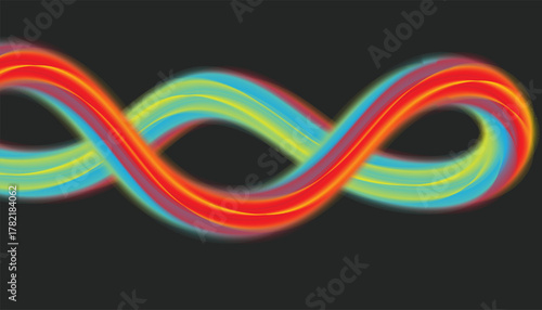Quadro su tela Vibrant multicolored wavy interwoven abstract form illustration