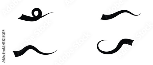 set of swash swoosh tails icon. Abstract and retro Swash Icon.