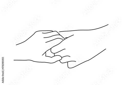Holding hands line art. Simple holding hands illustration for social media, app and web design. Vector illustration