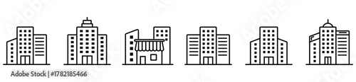 Building Icon Set — Modern Architecture and City Skyline Vector Collection