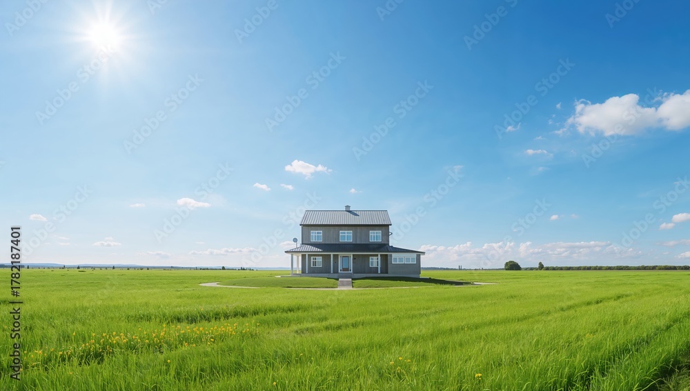 Fototapeta premium Property design on a grassy landscape
