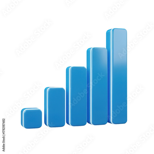 Free Download Blue 3D Bar Graph with Glowing Edges on Background image (392 isolated on a transparent background - GFXLoad
