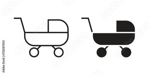 Baby carriage icon designs collection for mobile, ui, web.