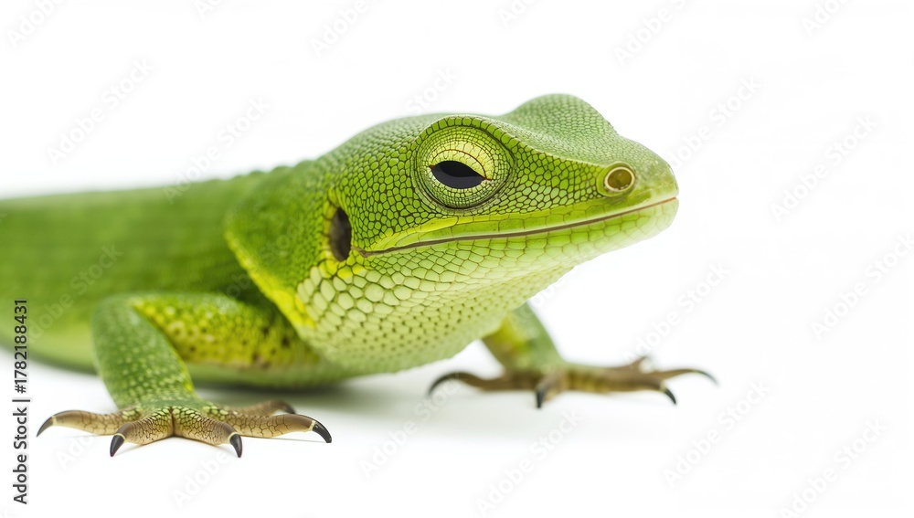 Fototapeta premium Lizard Varanus prasinus, detailed view showcasing unique coloration, focus on reptilian features