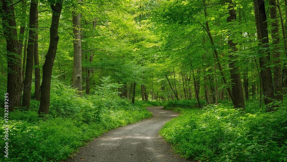 Fototapeta premium Trail through a lush summer woodland