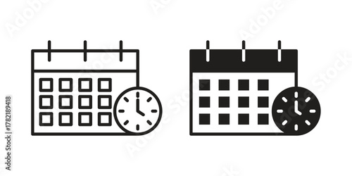 Calendar clock icon designs collection for mobile, ui, web.