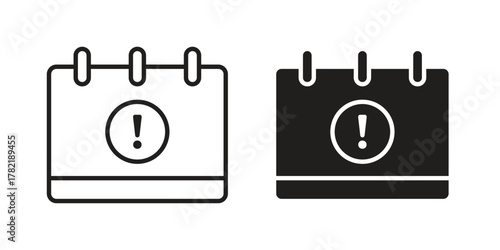 Calendar exclamation icon designs collection for mobile, ui, web.