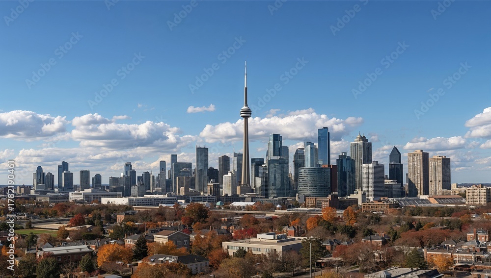 Fototapeta premium City skyline with modern architecture, urban density