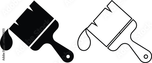 Paint brush icons set, creative tool collection, painter equipment group, black flat and line style vector illustration, art and design symbol collection isolated on transparent background