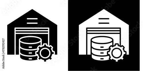Business Data Warehousing  Icon Set White Style Collection
