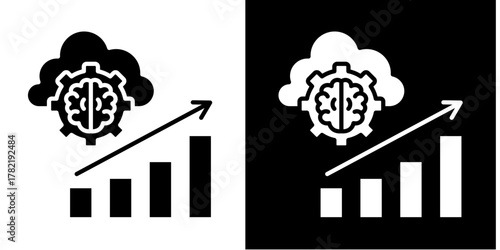 Cloud Business Intelligence  Icon Set White Style Collection