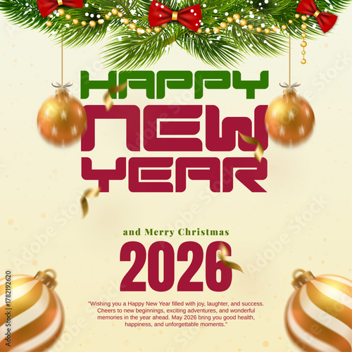 happy new year 2026, merry christmas gold background, luxury abstract 2026 new year party invitation banner, glittering christmas, new year's eve greeting card, modern winter holiday sale poster