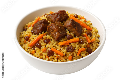 Savory Pilaf Bowl Isolated on a Transparent Background