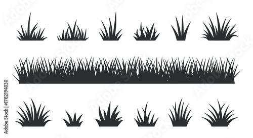 Grass set isolated on white background different shapes collection for landscaping and natural environment design outdoor vector elements