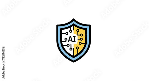 AI security shield logo for technology business offering protection from cyber threats and data breaches with modern design for technology industry
