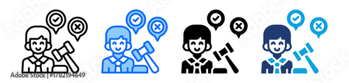 Court Decision Icon Set Multi Style Vector Illustration