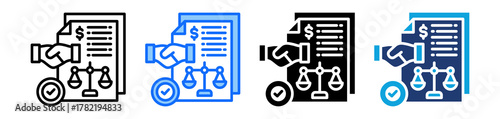 Law Agreement Icon Set Multi Style Vector Illustration