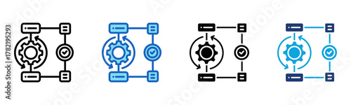 Workflow System Icon Multi Style Vector Illustration